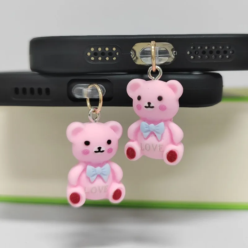 Tapón antipolvo de oso de estilo coreano, puerto de carga de teléfono para el Día de San Valentín, tapón de protección contra el polvo para iPhone tipo C, regalo para pareja