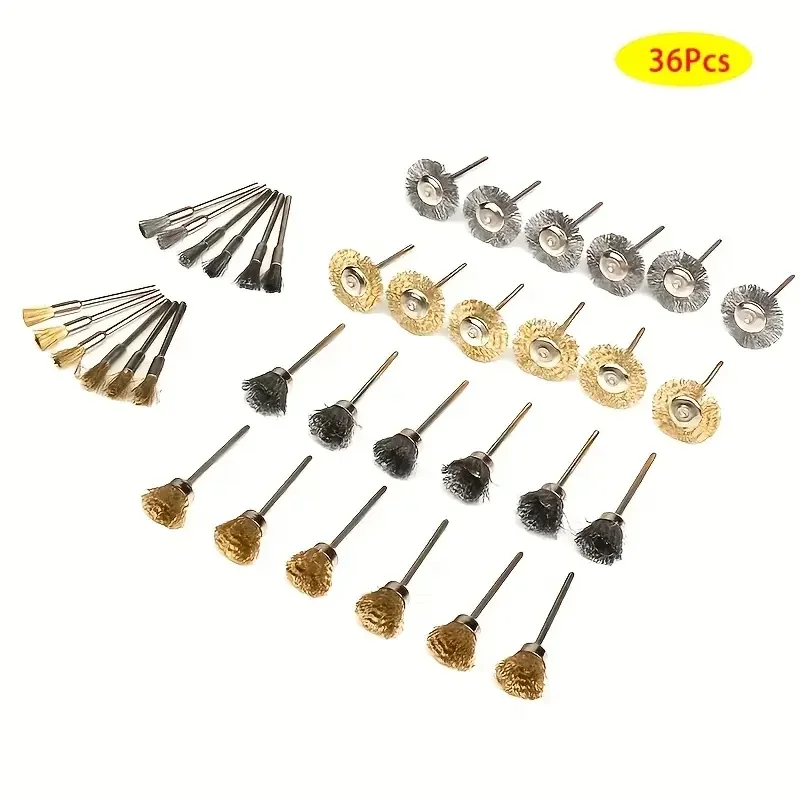 

Набор из 36-х медных проволочных щеток — стальной стержень для удаления ржавчины, Т-образная полированная щетка с ручкой