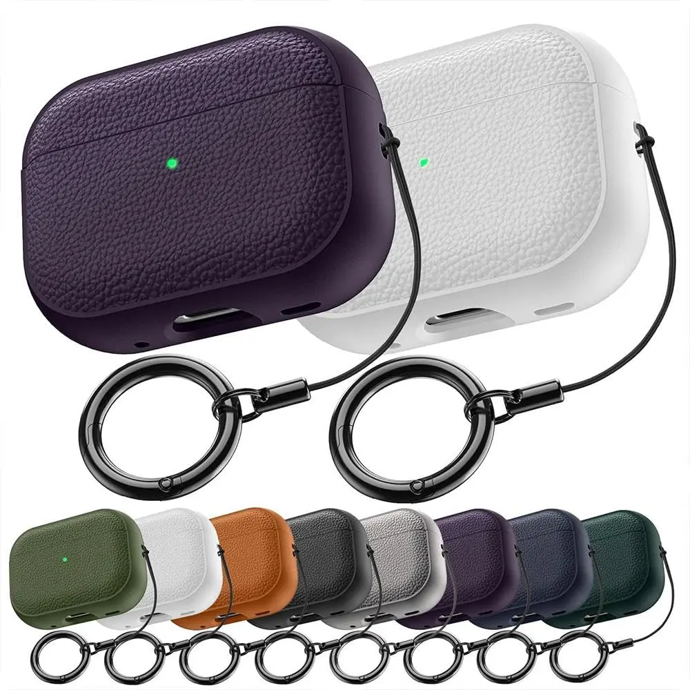 for AirPods Pro 3/Pro 2/4 Earphone Case (Leather-Like Design) Protection Case Accessories with Keychain For AirPods Pro 3/Pro 2