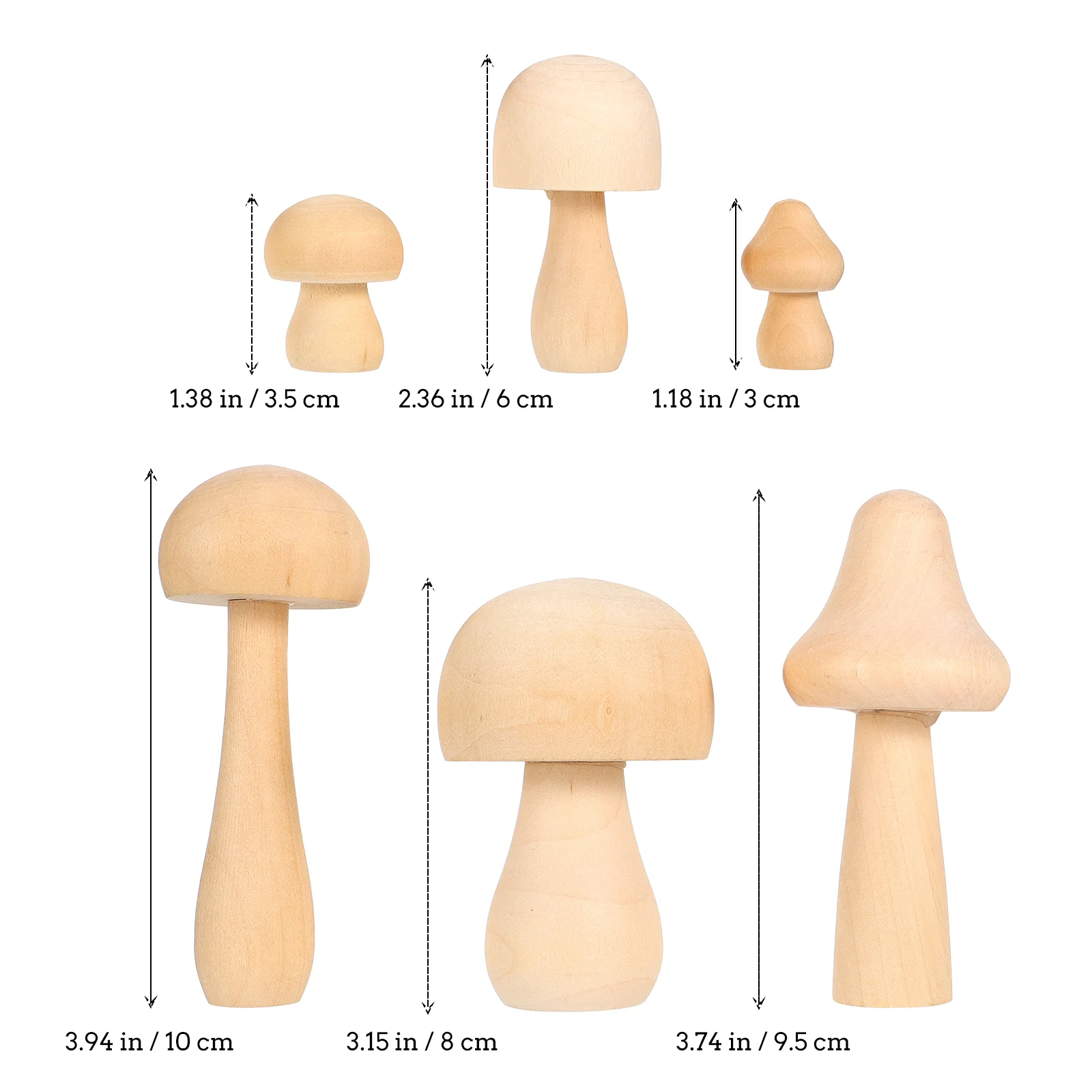 6 Pcs Doodle White Germ Mushroom Wooden Drawing Toy DIY Decor Decorate Kids Craft Unfinished for Painting Child Unpainted