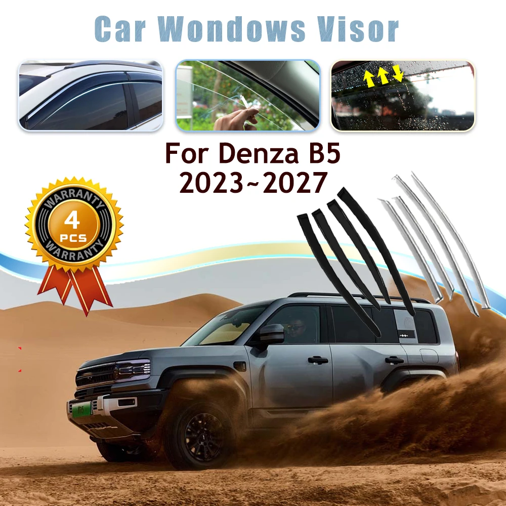 Car Window Visor For Denza B5 Fangchengbao Fang Cheng Bao Leopard 5 2023-2027 Waterproof Rain Guard Deflector Covers Accessories