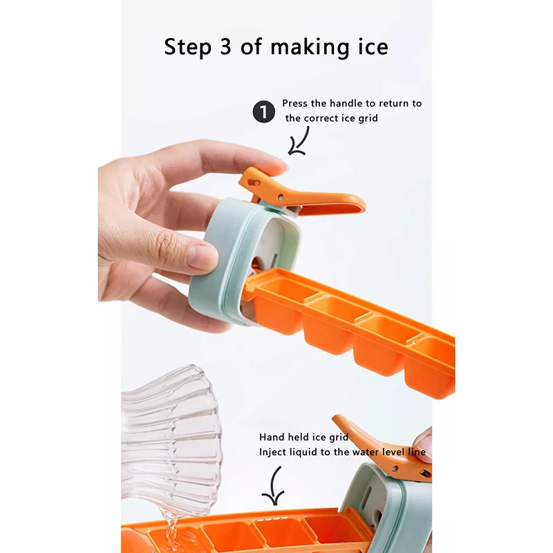 Ice Cube Tray 6 Grid One Touch Press Ice Maker Quick Release Mold Handheld Lce CubeTrays For Chocolate Whiskey Cocktail Coffee