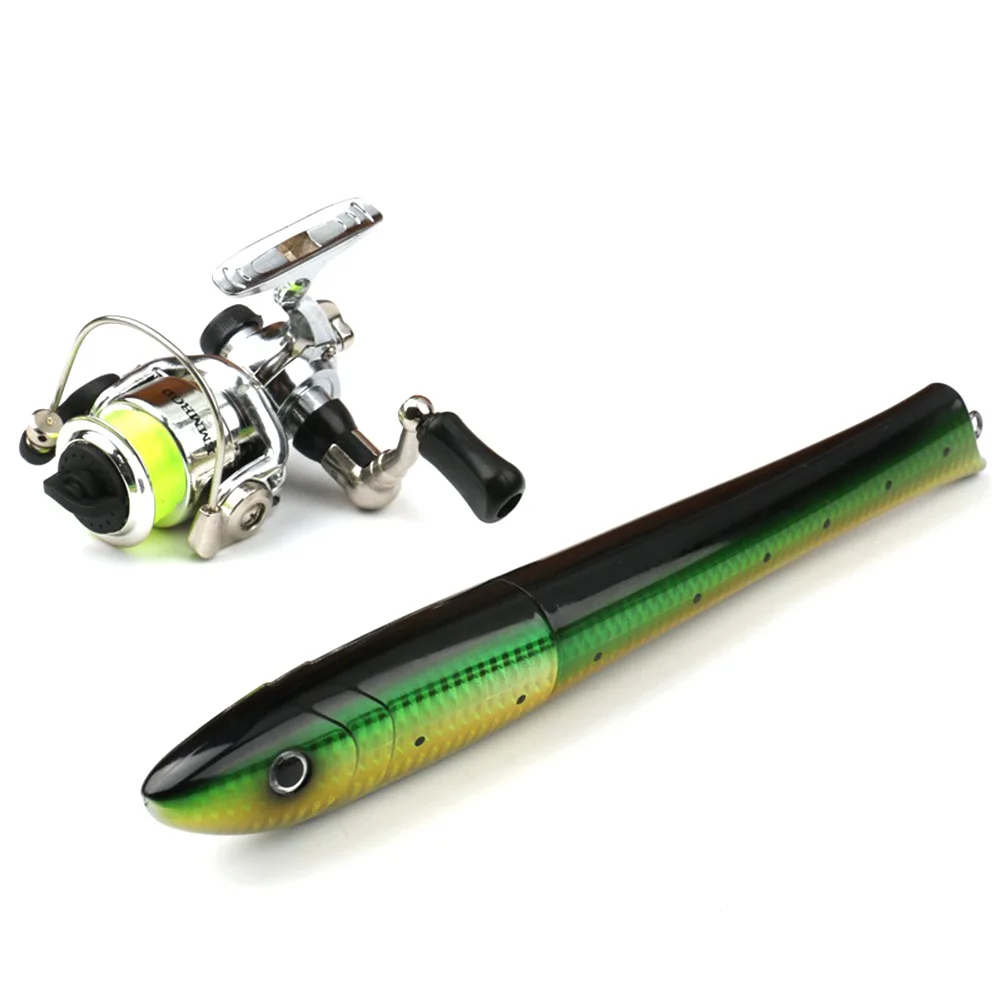 Portable Fish Shaped Fishing Rod Pole Reel Telescopic Mini Pocket Pen Fishing Rod Reel Combo Fishing Rod with Reel Gifts for Men