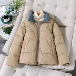 Autumn Winter Fashion Long Sleeve Solid Stand Collar Parkas Women's Clothing Korean Button Warm All-match Simplicity Trend Tops