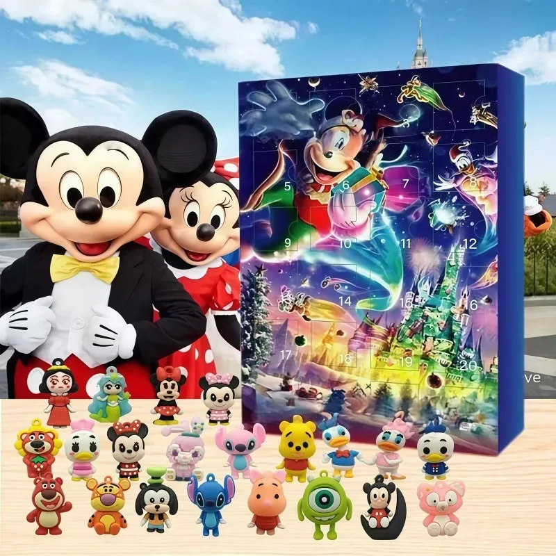 Kalendarz Adwentowy Disney Mickey Minnie 24 szt. Figurki Niespodzianki Kolekcja Ozdób Świątecznych Urocze Tajemnicze Pudełka Prezent Urodzinowy Zabawki