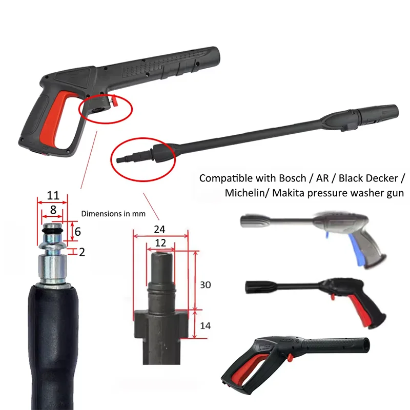 High Pressure Washer Lance Replacement Sprayer Powerful Water Jet With Bosch Quick Connect Release System For Car Cleaning