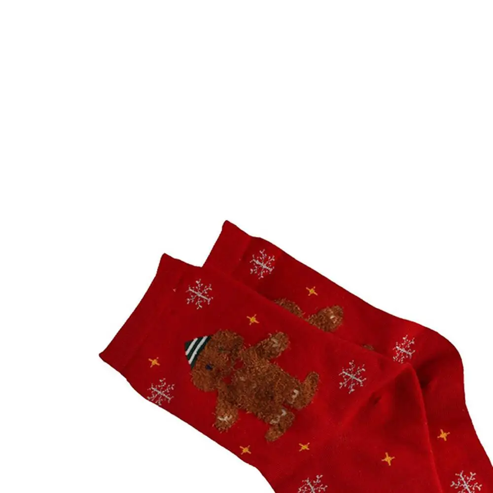 Cotton Christmas Socks Santa Claus Gingerbread Man Cartoon Hosiery Cloth Accessories Korean Style Mid-Tube Socks Girls