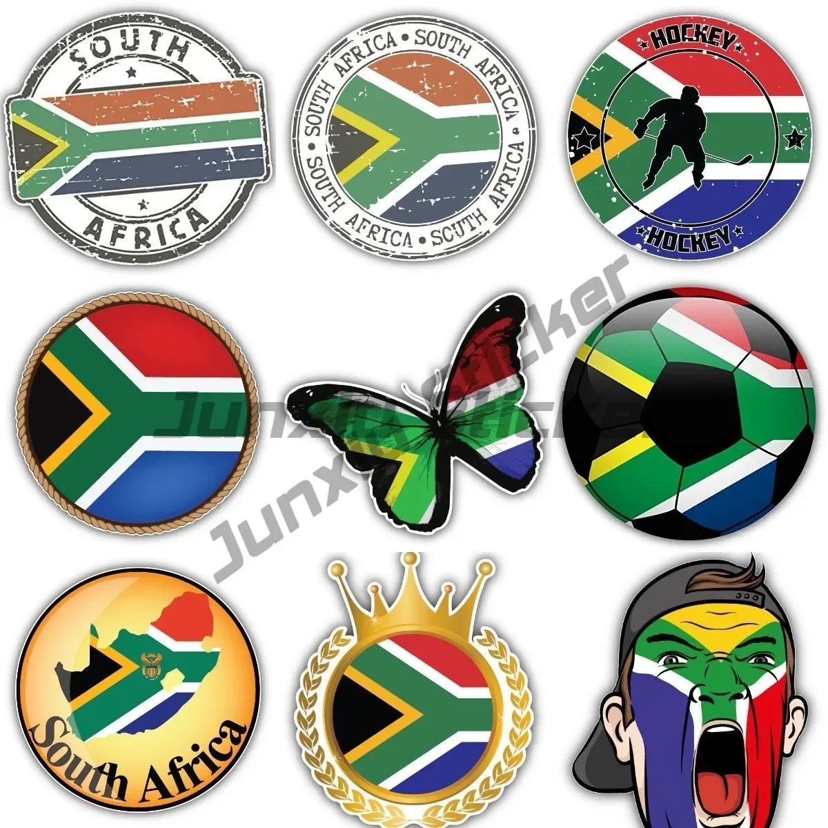 

Round South African National Flag Map National Badge Football Sticker Car Motorcycle Logo Decal Laptop Phone Tablet PVC Decor