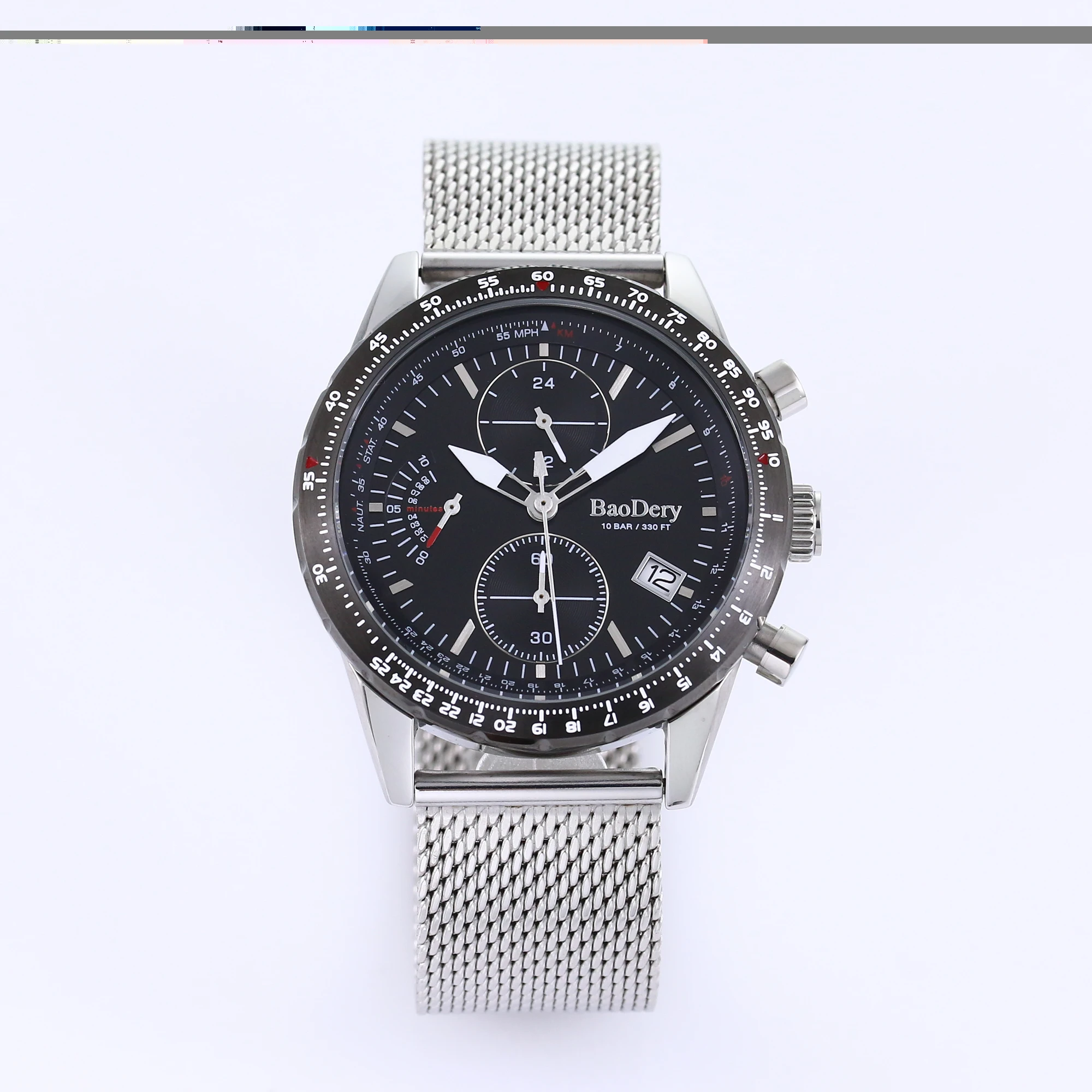 Customized Logo46mm fashionable and elegant men's watch with three eyes and six needle dial is a high-quality product