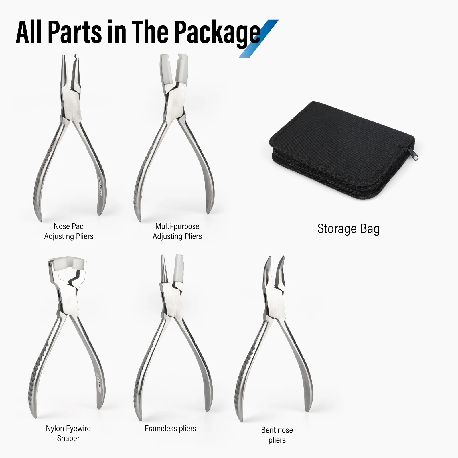 Kit Profissional de Reparo para Óculos - 5 Alicates Premium
