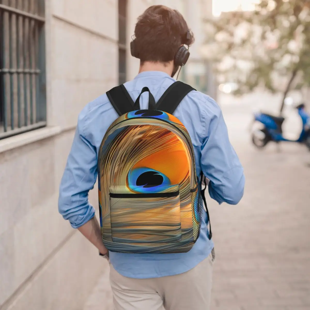 

Peacock Feather Backpack Boys Girls BookBag Kids School Bag Laptop Shoulder Bags for Men Women