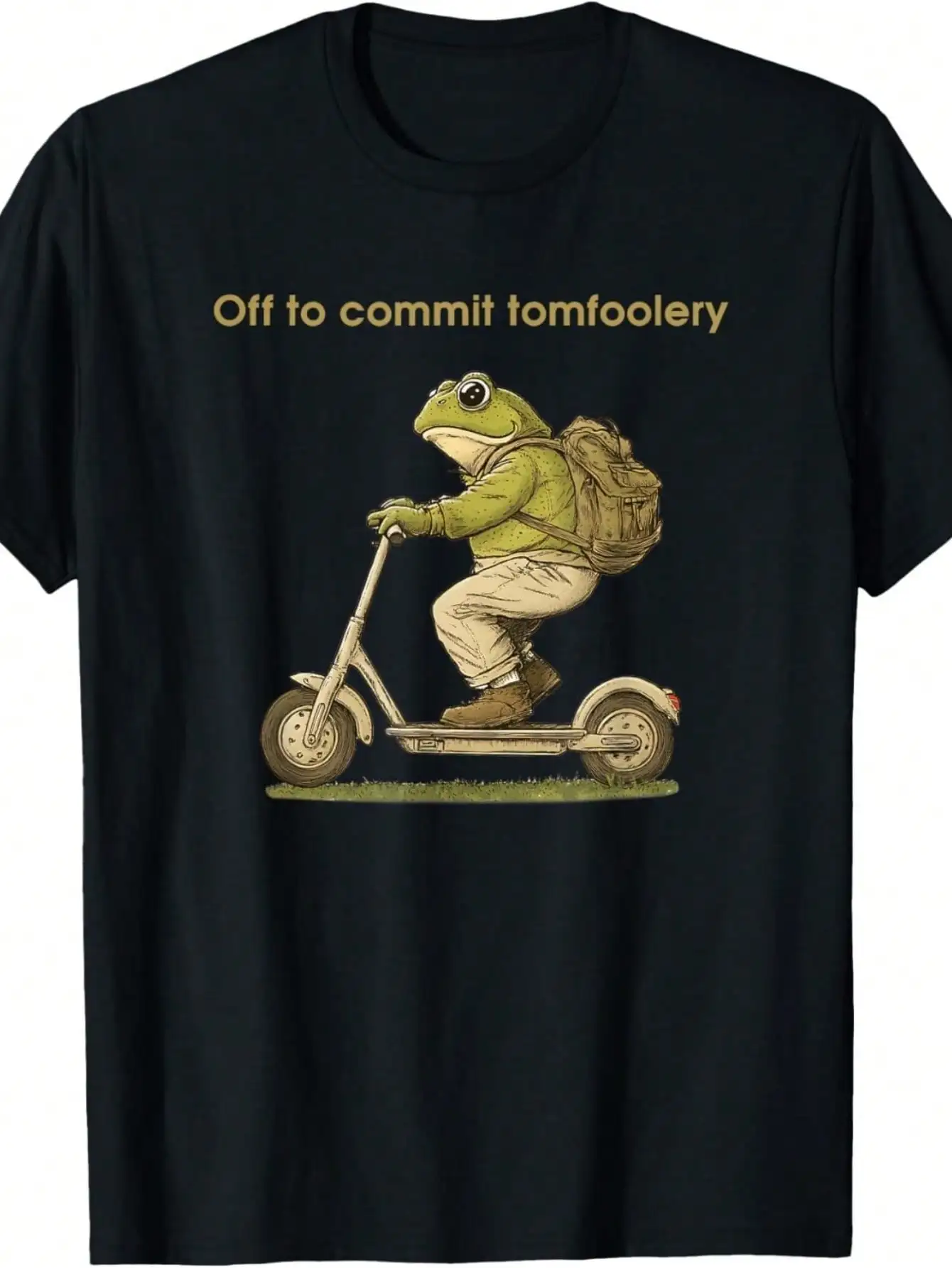 Men's Funny Skateboard Pattern-Shirt - Get Ready A Silly Design, Yellow Print, Comfortable Crew Neck