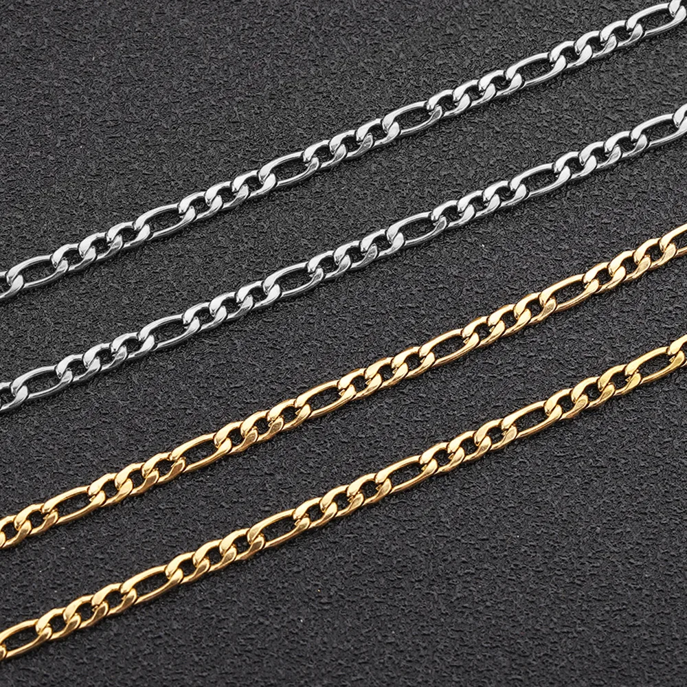 Gold Color Stainless Steel Necklace Figaro Chain for Men and Women Link Chain High Quality Jewelry Gift