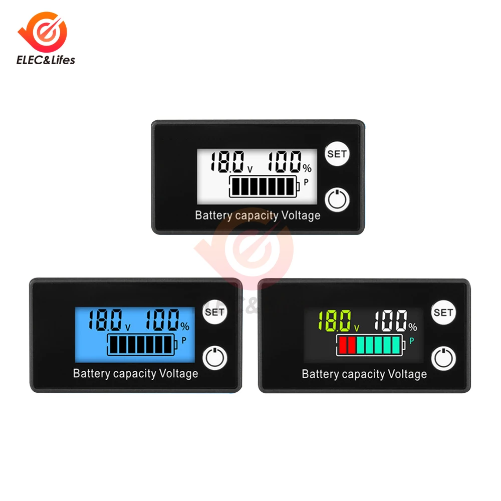 DC8-100V Battery Capacity Indicator LCD Digital Electricity Meter Lead-acid Lithium LiFe PO4 Voltage Tester for Car Motorcycle