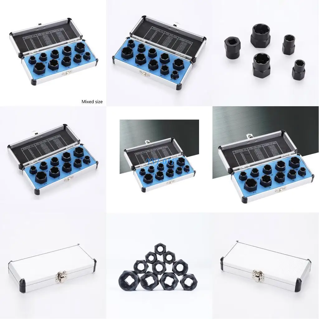 

E15A Damaged Bolts Screws Black Remover Extractor Alloy Positive Grip Tool Bolt Grip Extractor Expansion Set 10pcs