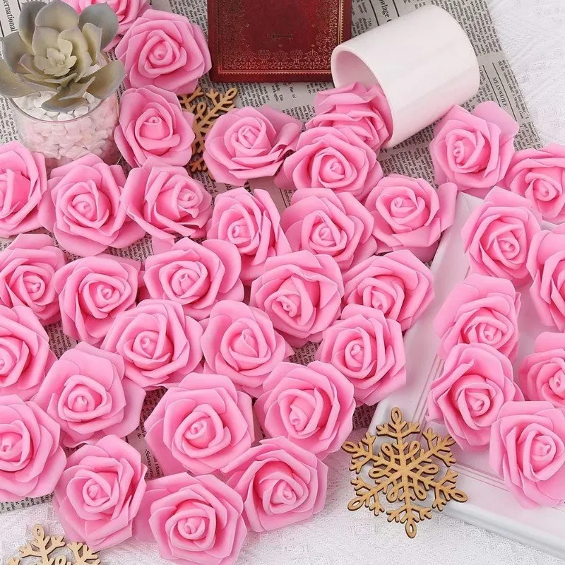 30/50 Stück künstlicher Brautstrauß aus Schaumstoff, Rosenblütenköpfe, künstliches PE für Heimdekoration, Party, Kranz, Zubehör, Hochzeitsdekoration – Detail 9