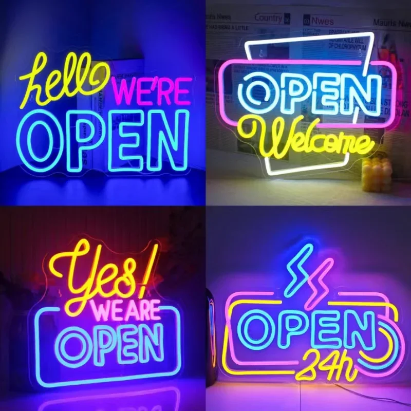 Yes We Are open Neon Signs Dimmable Led Light Business Advertisement Board Display Sign Bar Shop Coffee Salon Hotel Store Neon