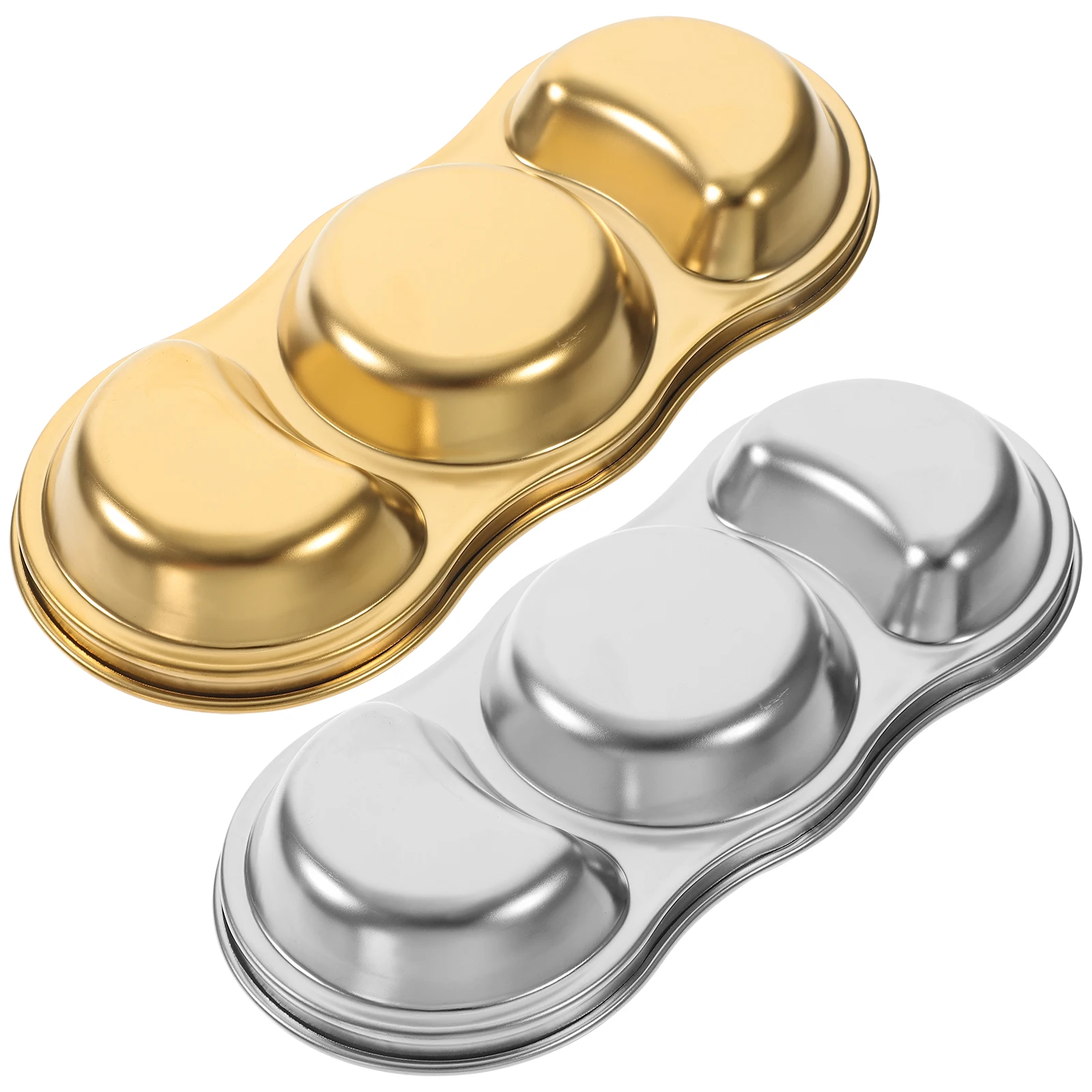 

2 Pcs Sauce Bowls Stainless Steel Hot Pot Seasoning Plates Soy Containers Vinegar Dishes Multipurpose Dip Household