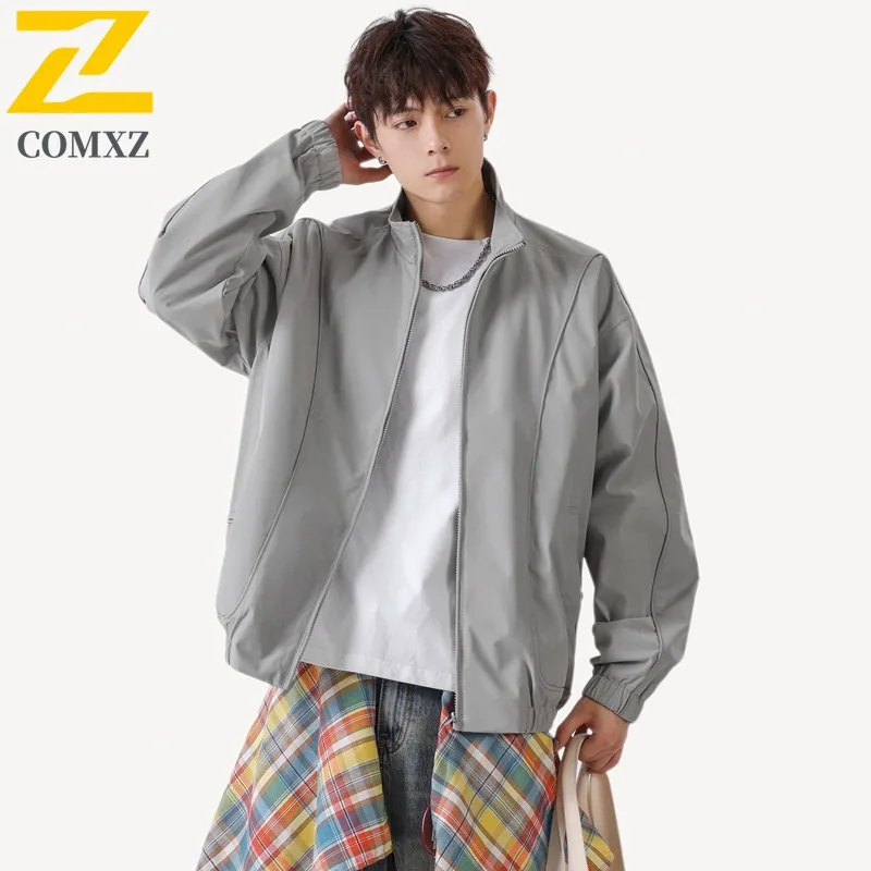 

COMXZ 2025 для мужчин и женщин, пара, повседневная куртка с воротником-стойкой, осенняя модная свободная посадка, универсальное водоотталкивающее легкое пальто