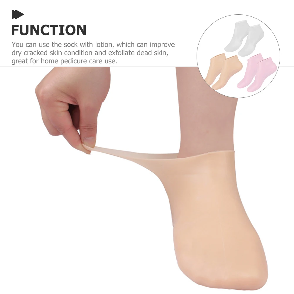 

3 Pairs Moisturizing Foot Socks Cracked Heel Repair Spa Care Aloe Gel Overnight Use Dry Feet Elastic for Foot