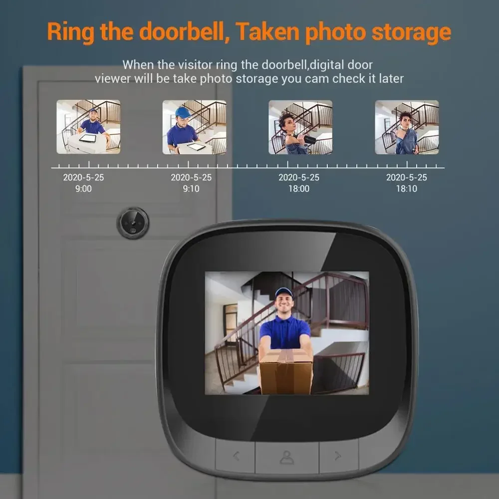 2.4 Inch Digital Peephole Viewer Door Bell Viewer Long Standby Video Intercom Security Camera Night Vision HD Camera