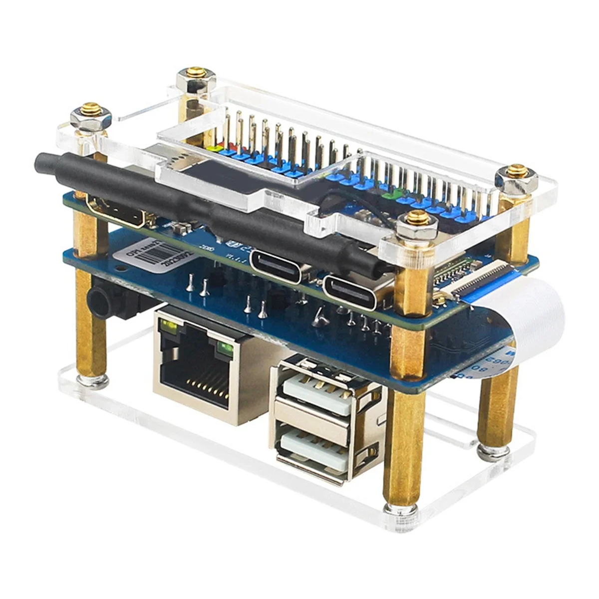Für Orange Pi Zero 2 W Erweiterungsplatine + Gehäuse 100 m Netzwerkanschluss + USB 2.0 + analoges Audio und Video