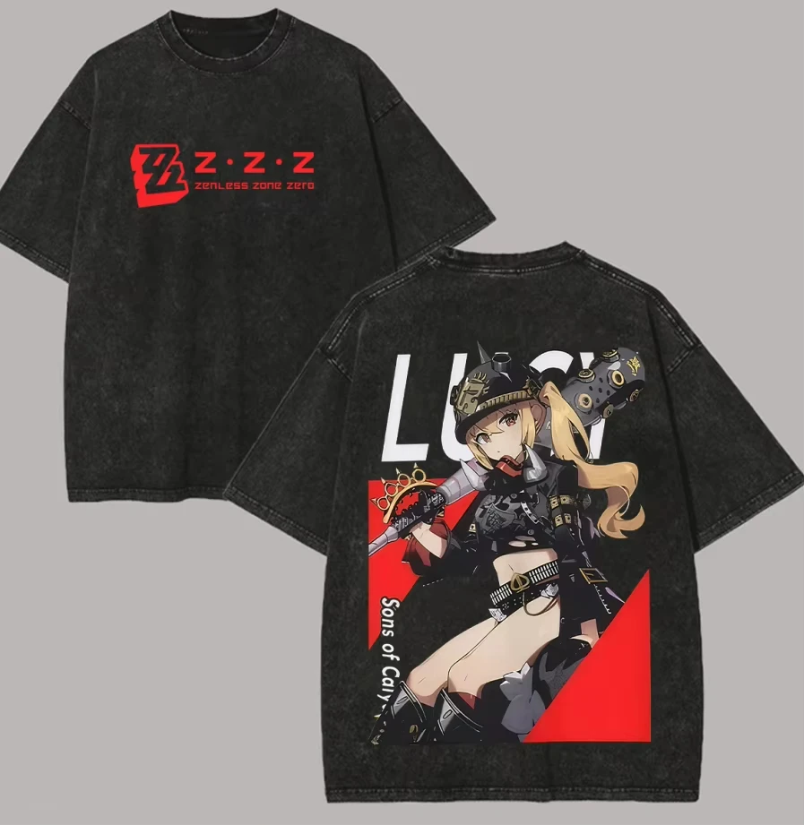 Zenless Zone Zero Washed T-shirt Oversized Unisex Retro Fashion Fashion Street Casual Classic Loose Trendy Y2k Short Comfortable