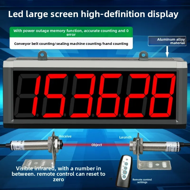 Industrial Photoelectric Infrared Auto Sensing LED Digital Display Large Screen Conveyor Belt Assembly Line Counter