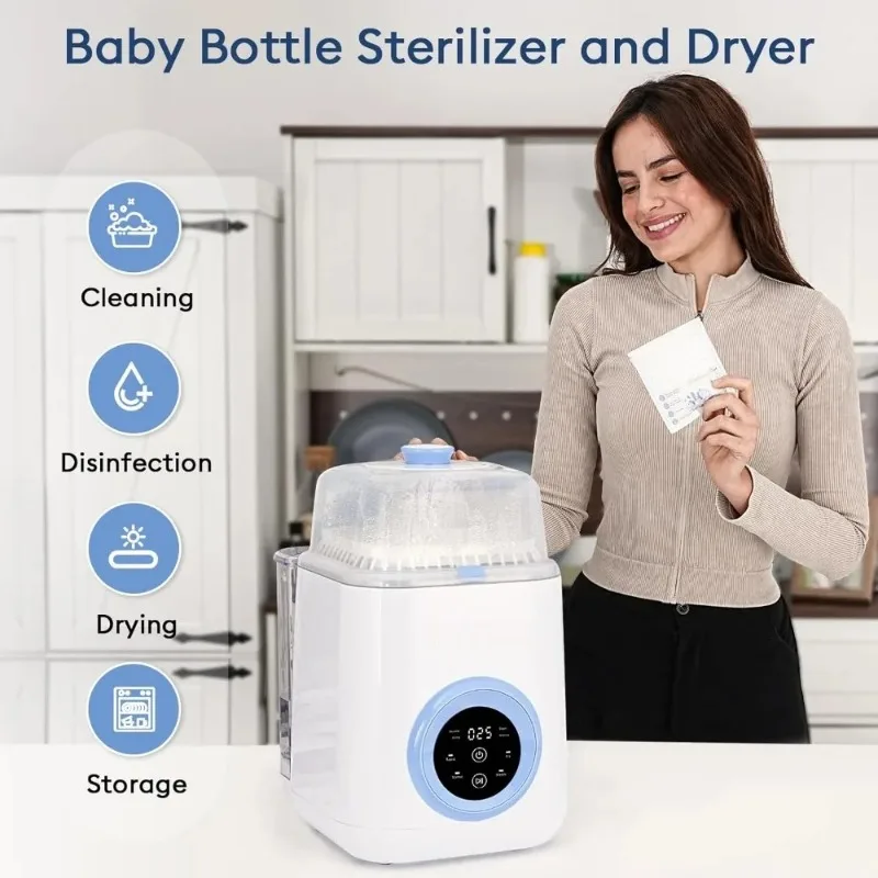 Baby Bottle Sterilizer and Dryer, Save time & Effort, Easy to Use.4 in 1 Baby Bottle Washer with 2 Wash Time