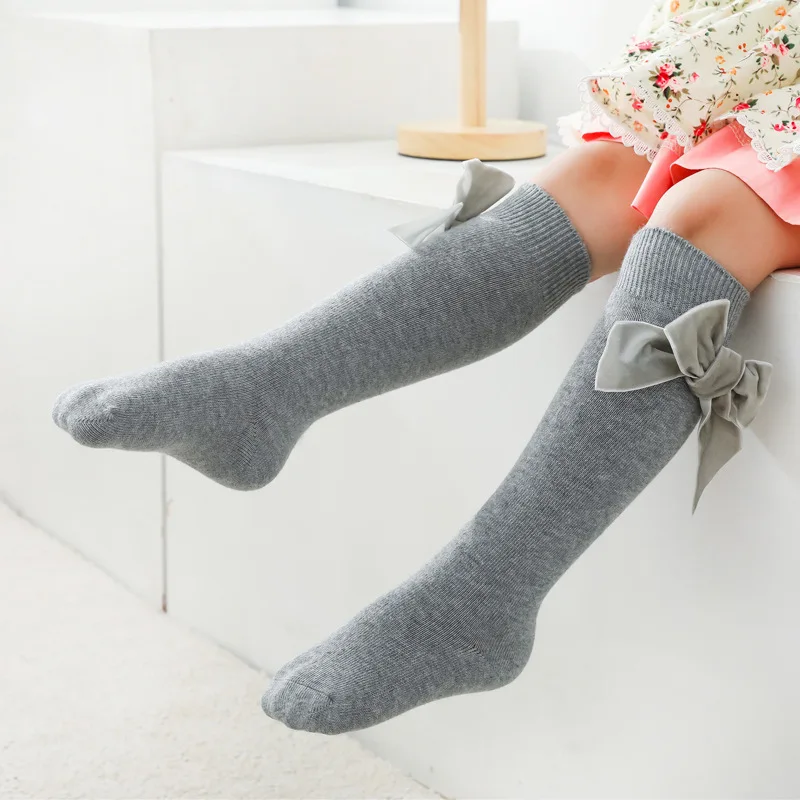 Winter Autumn Baby Girls Christmas Socks Bowknot Kids Knee High Long Sock Cotton Spanish Children 1-8 Years Toddlers Tube Socks