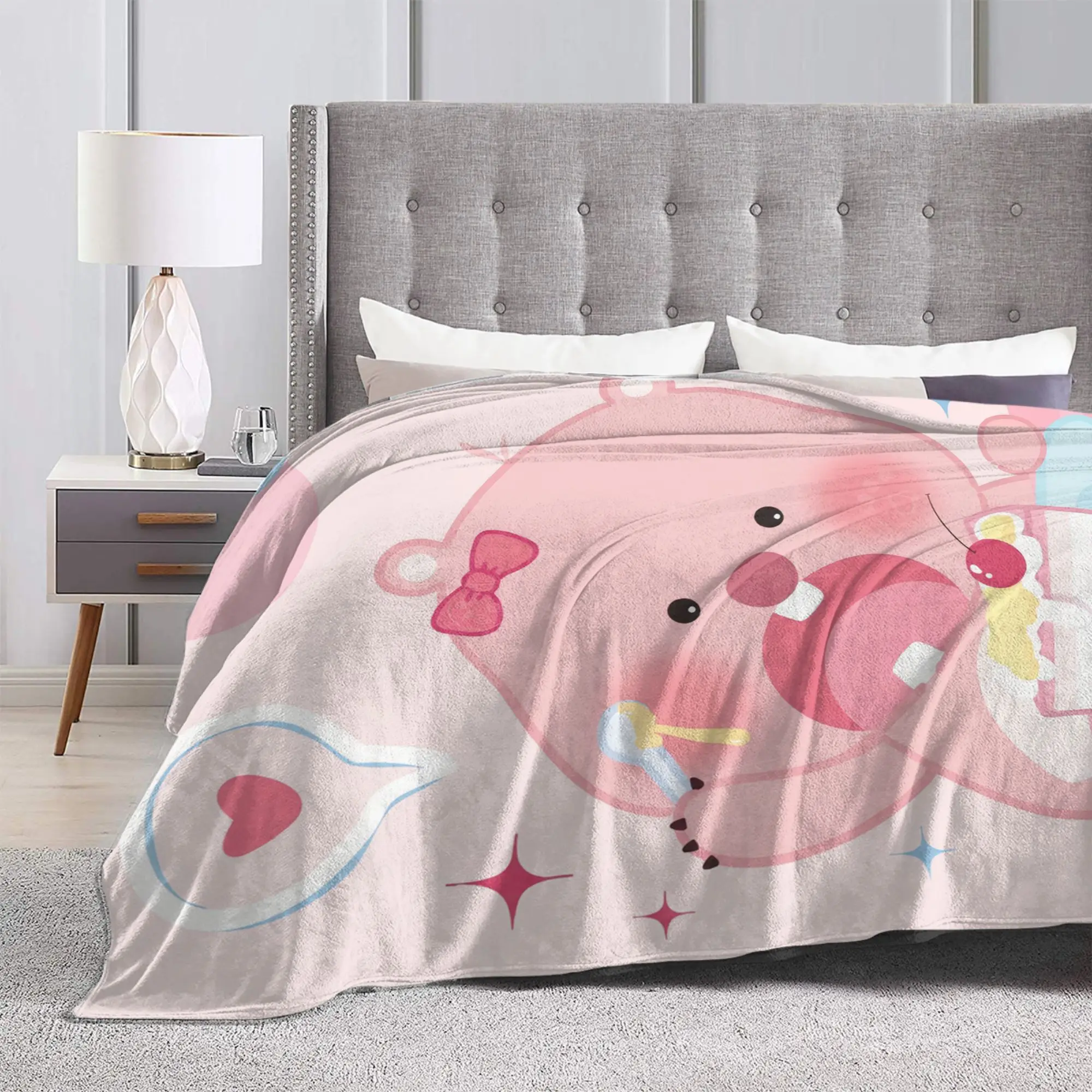 Kawaii Cake Dessert Loopy Blankets Fleece  Winter  Portable Lightweight Throw Blankets for Home Office Rug Piece