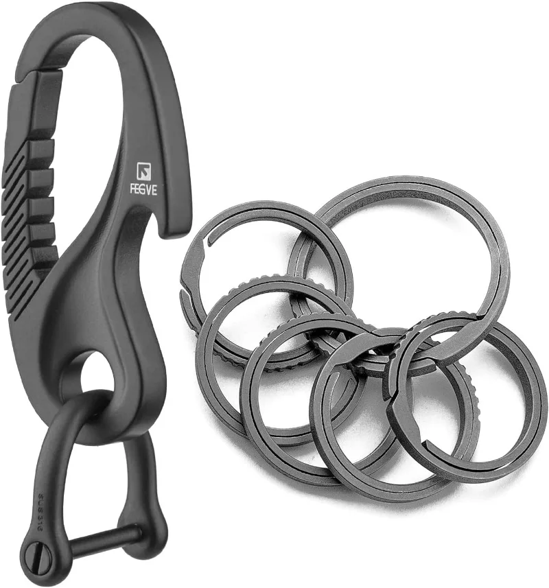 Titanium Carabiner Keychain With Key Rings, Heavy Duty EDC Key Holder, Portable Daily Carry Waist Key Accessory Men Gift