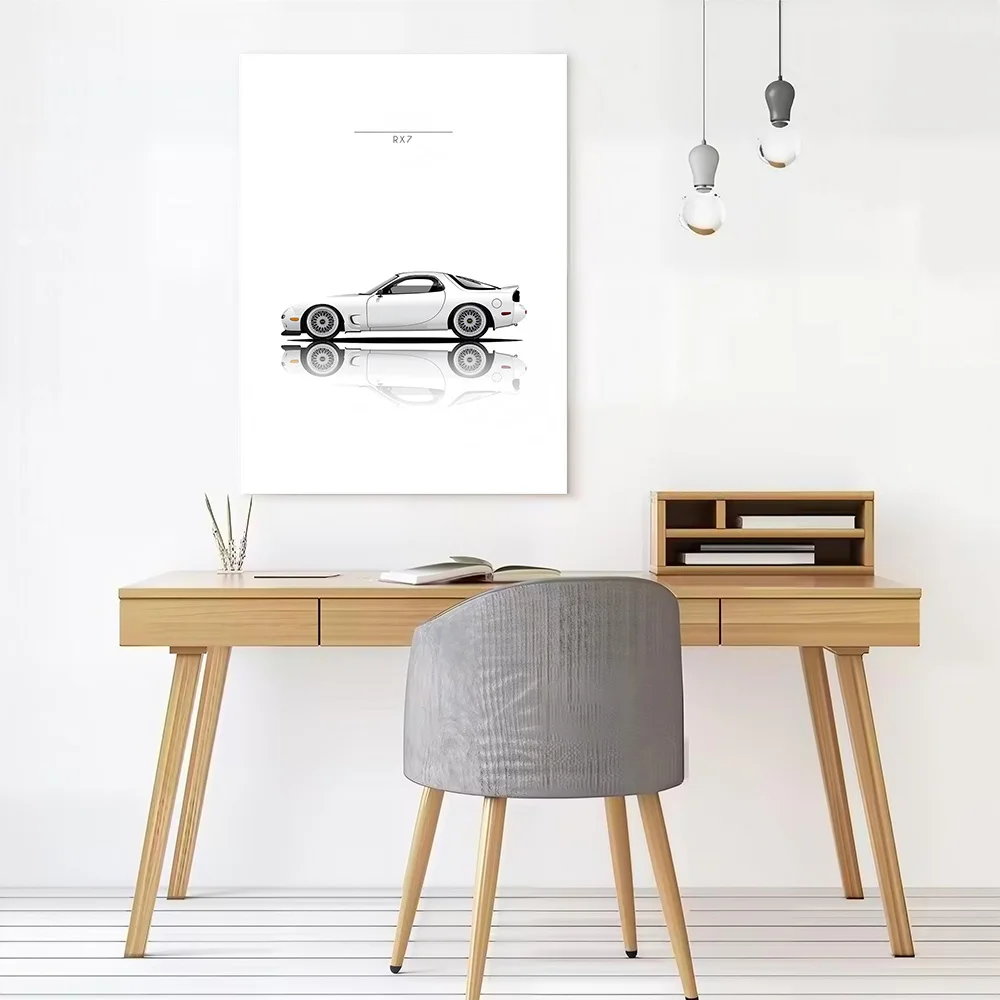 Sports Car RX7 Side Profile Canvas Poster Customizable Pictures Wall Art Canvas Painting for Room Decorations Decoration Gaming