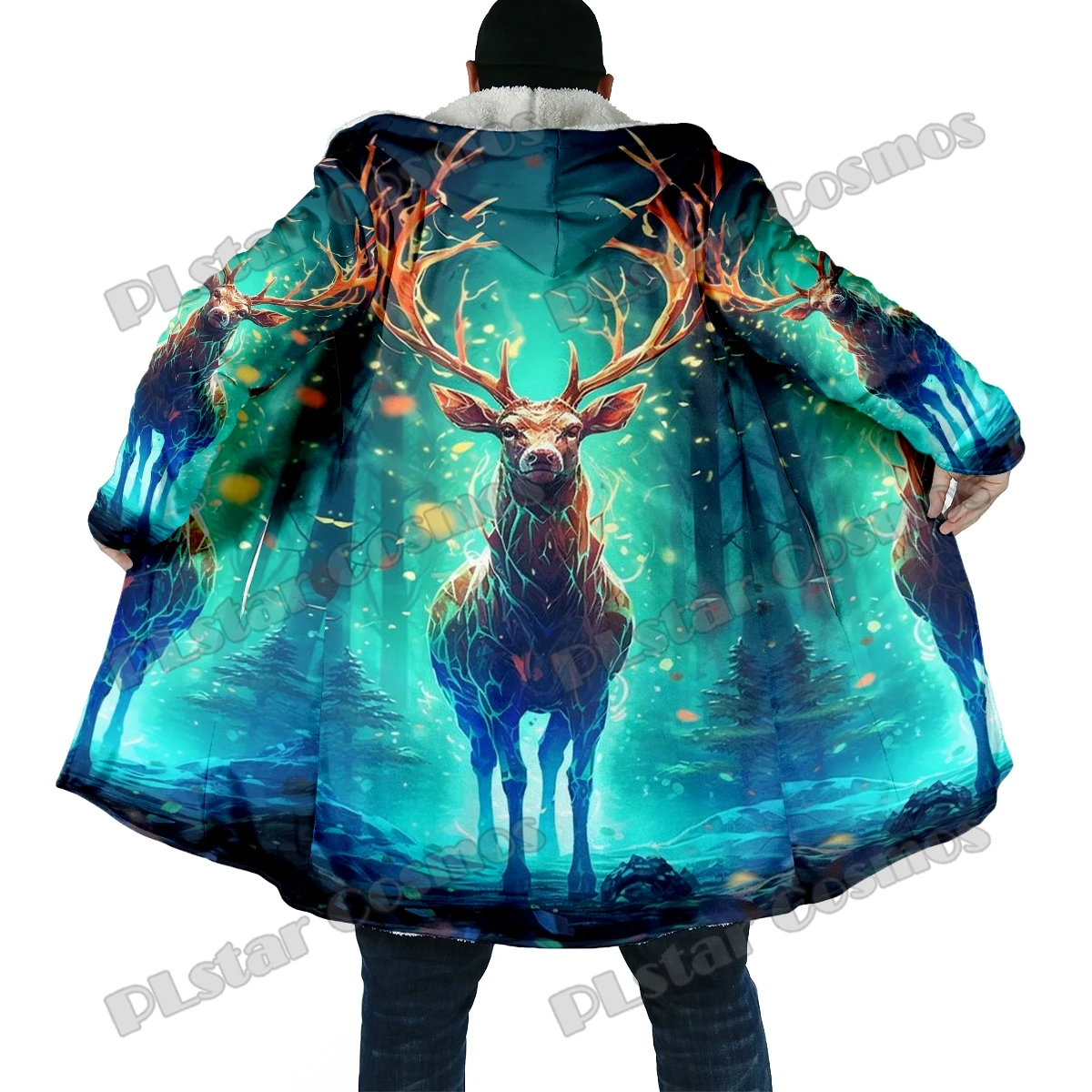 Winter Fashion Men cloak Animal Unicorn And Elk 3D All Over Printed Thick Fleece Hooded Cloak Unisex Casual Warm Cape Coat DP38