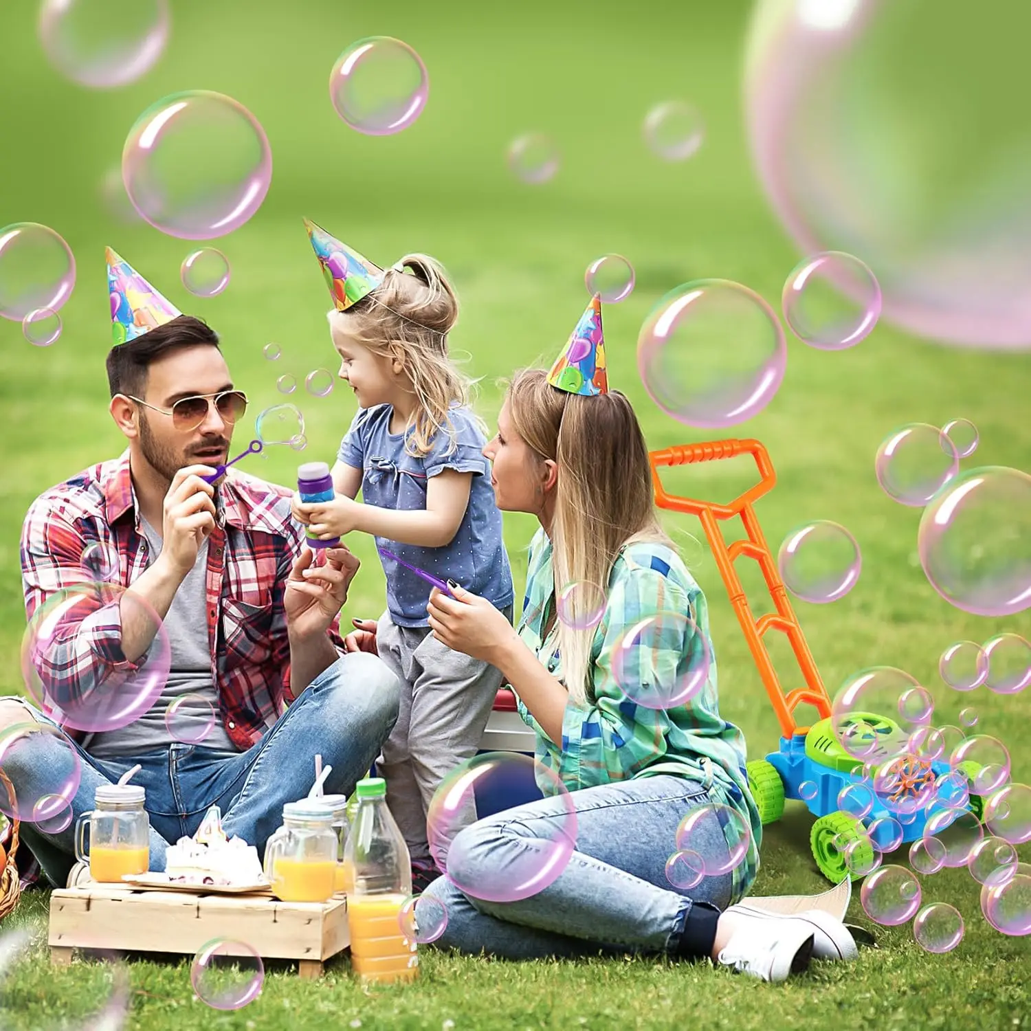 Machine à bulles électrique, jouet de poussette entièrement automatique! Bulle puissante à 10 trous, un outil de jeu d'été en plein air pour bébés et enfants