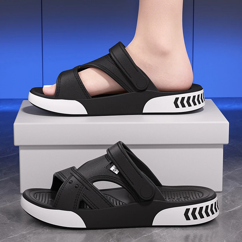 Sommer-Herrenpantoffeln für Drinnen und Draußen, Strand-Freizeitschuhe, Weiche Slides, Flip-Flops aus EVA, Rutschfeste Herren- und Damen-Hausschuhe – Detail 6