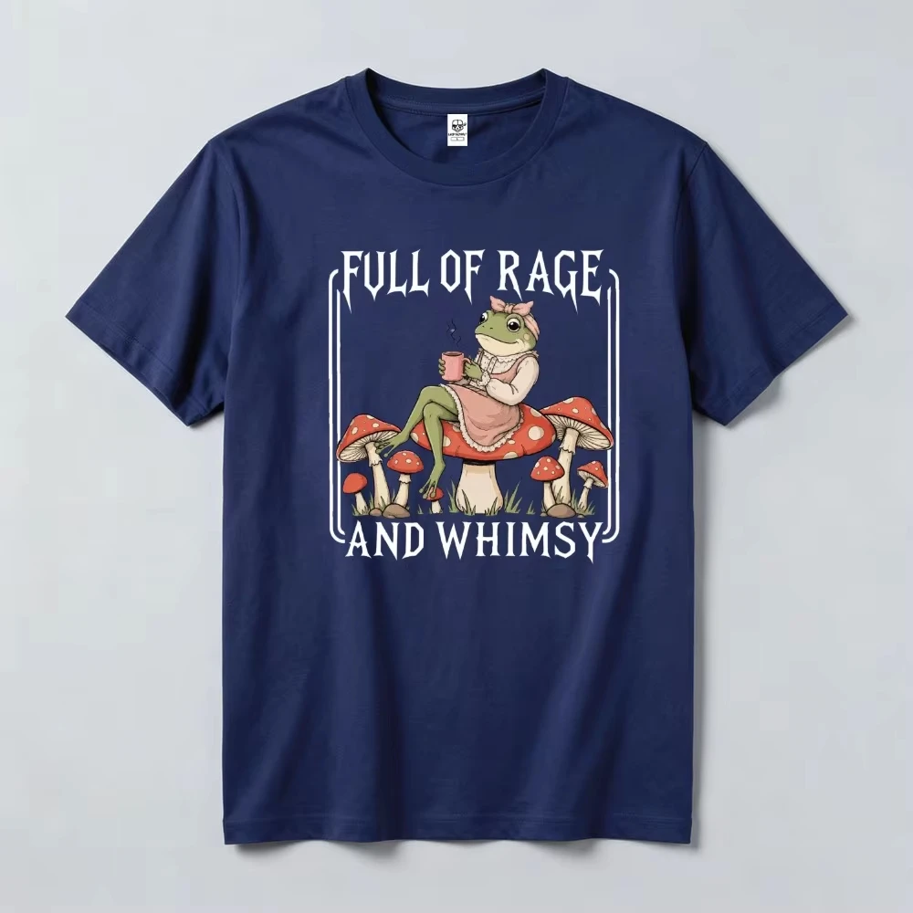 Cottagecore-Ästhetik-T-Shirt, Gothic, verspielte, lässige Oberteile, voller Wut und Fantasie, Cottagecore-Frosch-Pilz-Grafik-T-Shirt – Detail 4