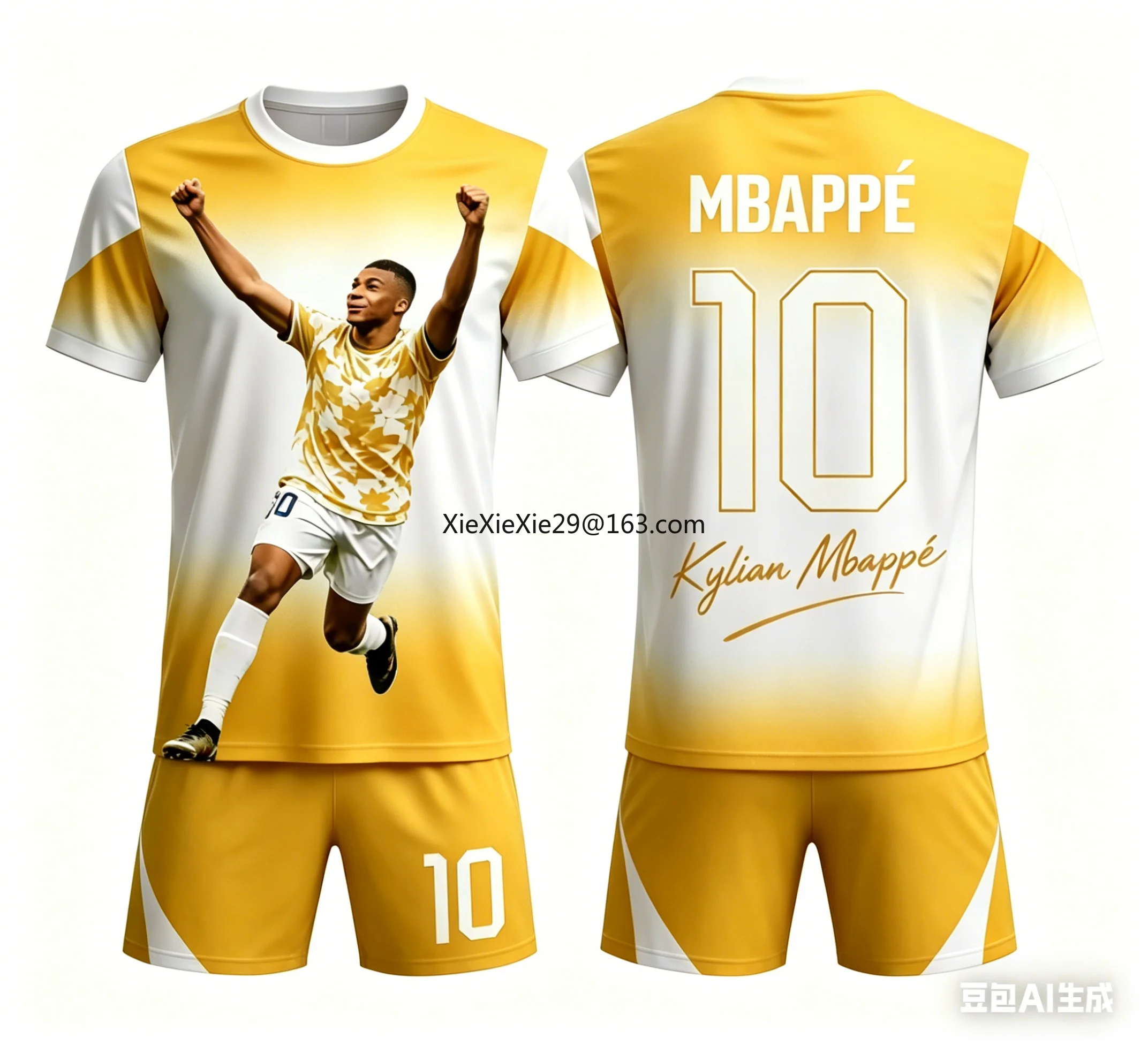 2026 AI New Fashion Mbappe # 10 Football Training Competition Summer Children's Adult T-shirt Shorts Set Parent Child Clothing
