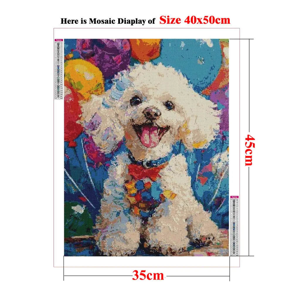 DIY Diamond Painting Colorful Black Poodle Full Square Round Drill Impressionist Oil Painting Apricot White Teddy Diamond Mosaic