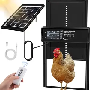 باب حظيرة الدجاج الأوتوماتيكي ، يعمل بالطاقة الشمسية ، شحن USB ، تلقائي ، 4 أوضاع مع مؤقت واستشعار الضوء أعلى 12 منبه الدجاج مبيعا - No6