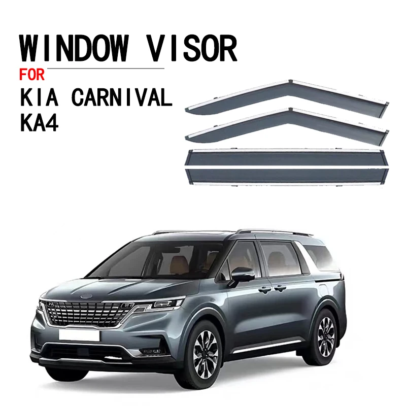 

For KIA Carnival KA4 2021 2022 2023 Car Accessories Window Wind Deflector Visor Rain/Sun Guard Vent Molding Decoration Stickers