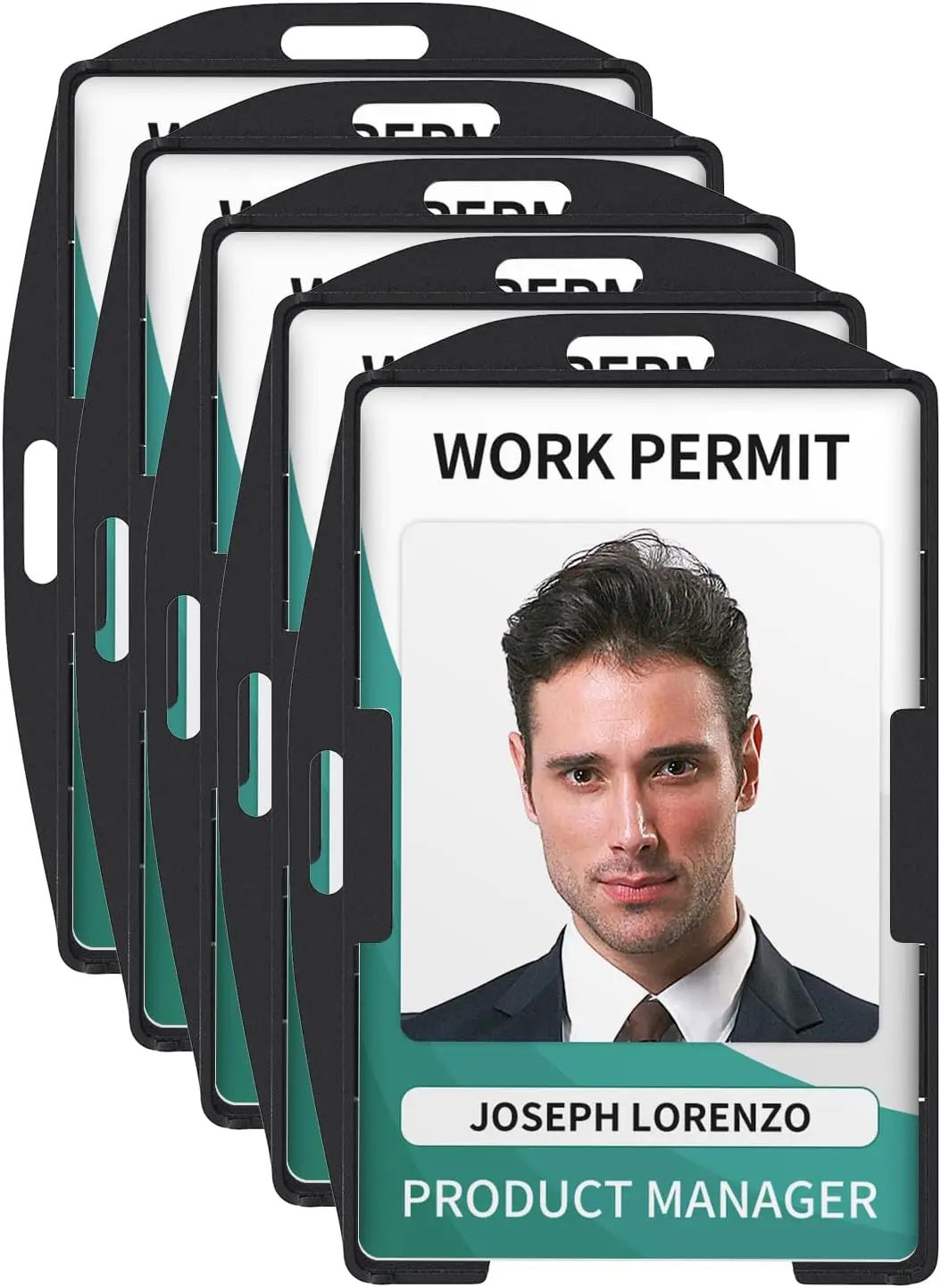 

Набор из 5 двусторонних пластиковых держателей для карт с зажимами для удостоверений личности, кредитных карт, бейджей - вертикальное/горизонтальное размещение