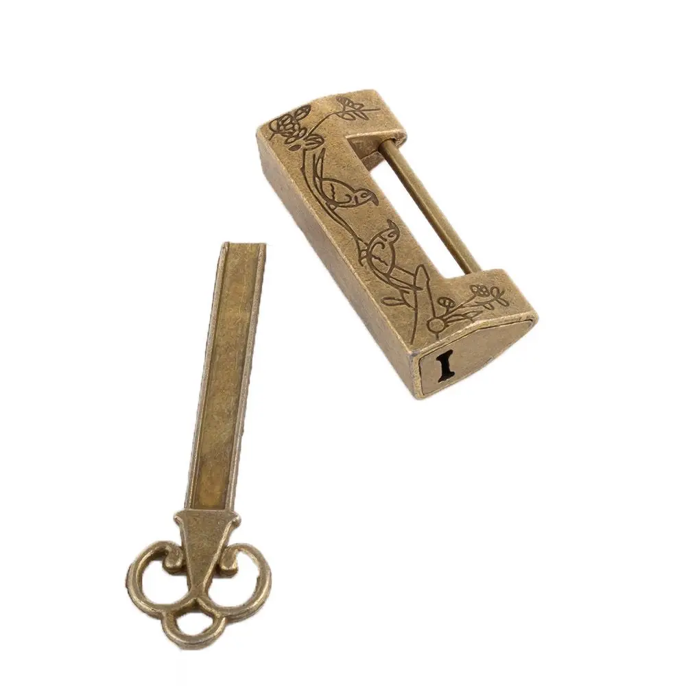 

Vintage Flower Brass Carved Padlock Lock and Key Locks Antique Locks
