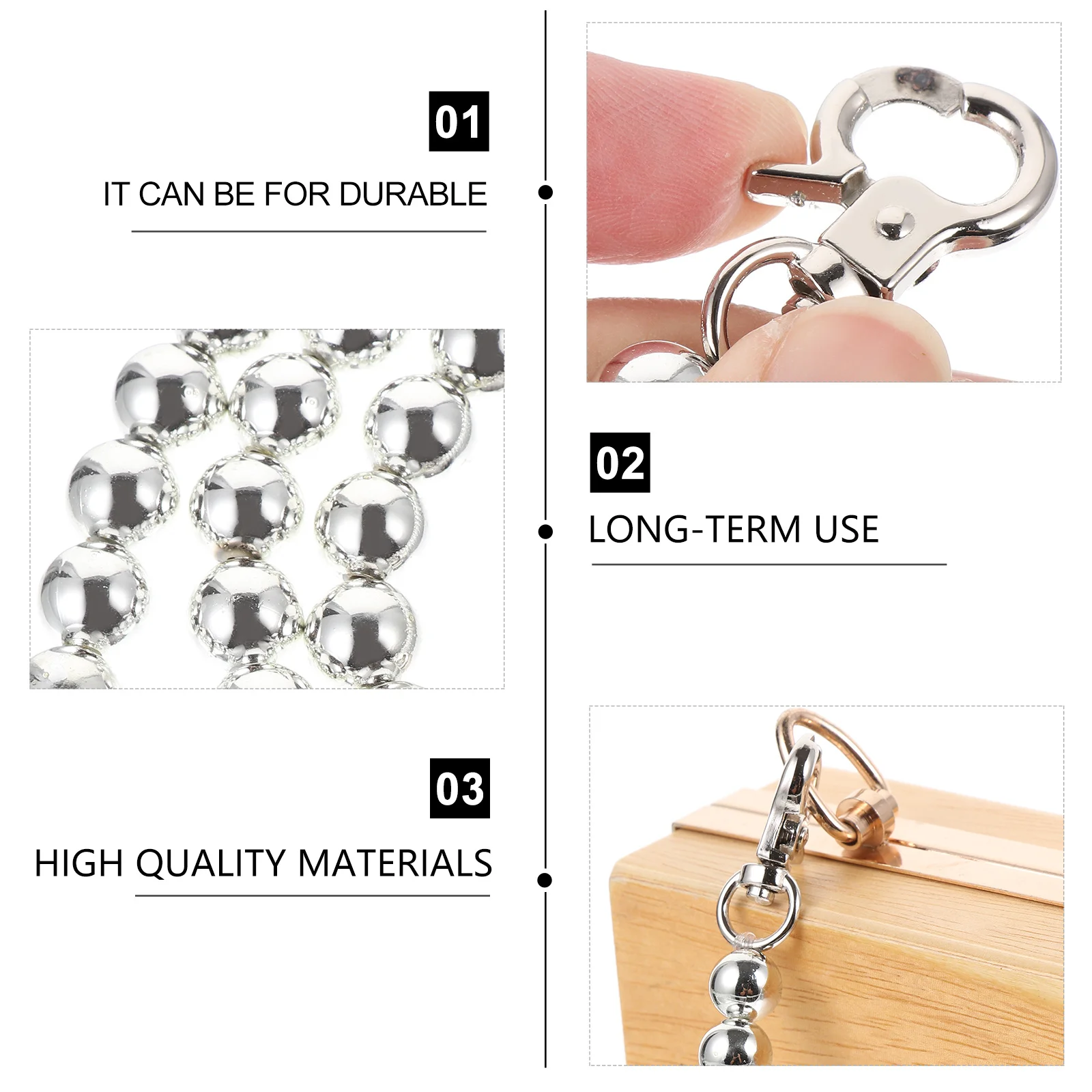 여성 가방용 우아한 숄더 체인 스트랩 1개, 가볍고 튼튼하며 교체 가능한 패션 가방 체인 장식 액세서리, 트렌디한 룩