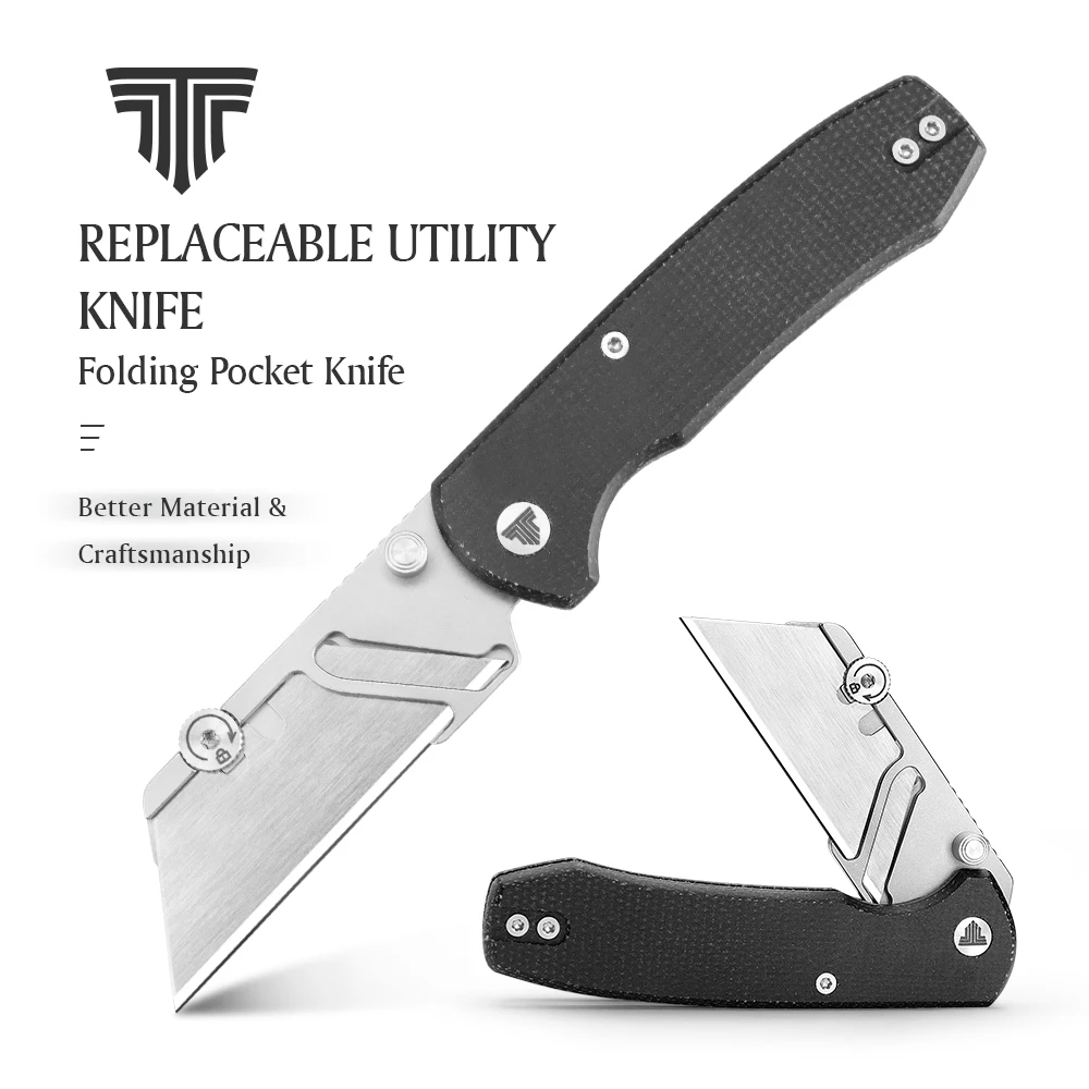 TRIVISA Utility Folding Puppy Knife 6pcs Quick-Change Blade Micarta  Handle for Carboard Boxes Cutter High Quality Outdoor  Tool