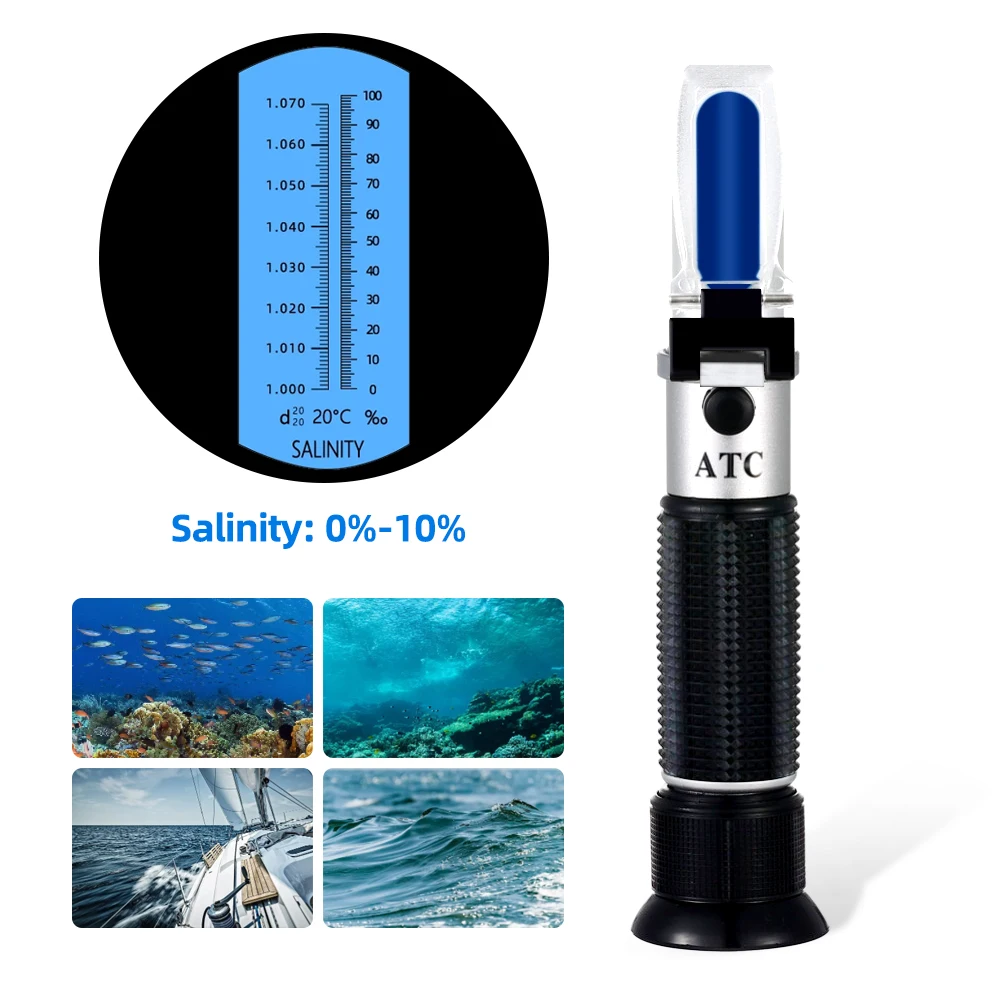 0-10% Salt Refractometer Portable Hand-held Salinity LED Light Meter Tester for Aquarium Fishery Tanks