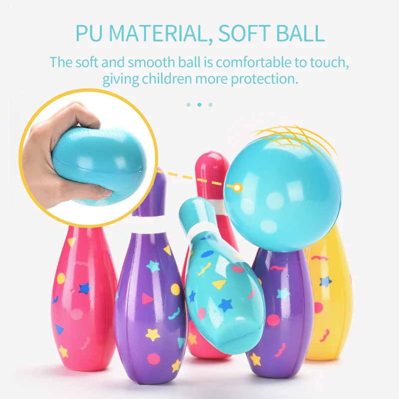 Educational soft PU foam toy bowling pin and ball sports toys for children