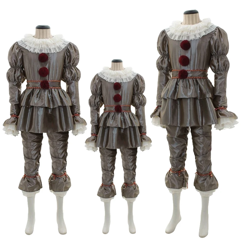 

Halloween Cosplay Pennywise Costume Men Women Children Boy Girl Family Matching Stephen It Resurrection Night Clown Clothing Set