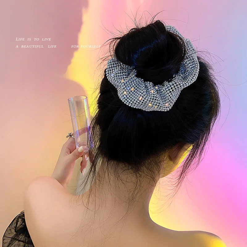 Full Rhinestone Sparkling Hair Ties Ropes Ponytail Elastic Hair Band Scrunchies For Women Girls Party Headband Hair Accessories