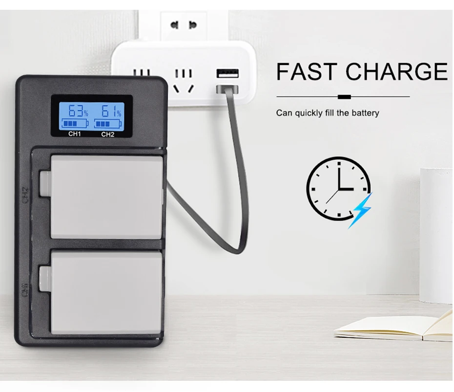 LP-E5 LP-E6 LP-E8 LP-E10 LP-E12 LP-E17 LCD USB Dual Charger LCD Screen Display Smart Charger for Canon Camera Battery Batteries